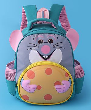 Babyhug Fashion Backpack with Mouse Theme Design - Grey