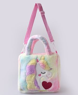 Babyhug Sling Bag With Unicorn Embroidery - Multicolor