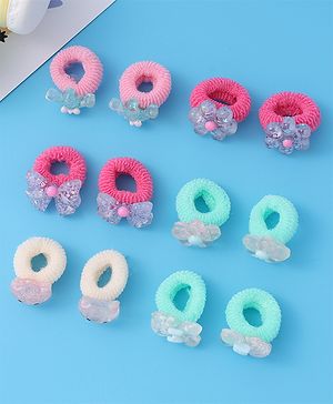 Babyhug Rubber Bands & Scrunchies Sets Pack of 12 -Multicolor