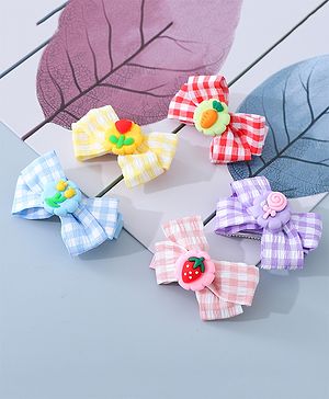 Babyhug Bow & Butterfly Clips with Strawberry Applique Free Size  - Multicolor