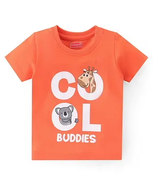 Babyhug 100% Cotton Knit Half Sleeves T-Shirt Koala Graphics - Orange