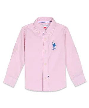 US Polo Assn Knit Full Sleeves Shirt With Logo Embroidery - Pink