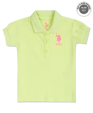 US Polo Assn Knit Half Sleeves
                              T-Shirt Logo Print - Green