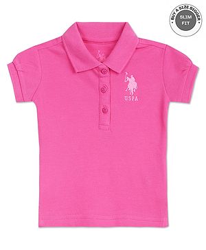 US Polo Assn Knit Half Sleeves T-Shirt Logo Print - Pink