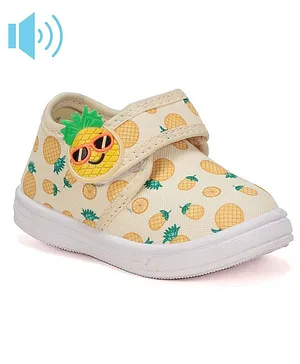 Lil Lollipop Pineapple Printed & Applique Detailed Velcro Closure  Musical Shoes - Yellow