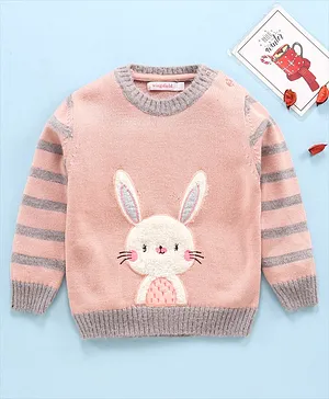 Wingsfield Full Sleeves Bunny Detail Sweater - Peach