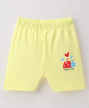 OHMS Single Jersey  Knee Length Shorts With Bugs Print - Yellow