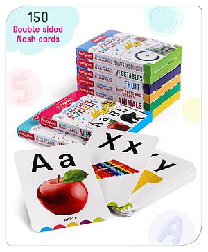 Babyhug 150 Pieces Early Learning and Educational Double Sided Flash Cards- 8 Sets