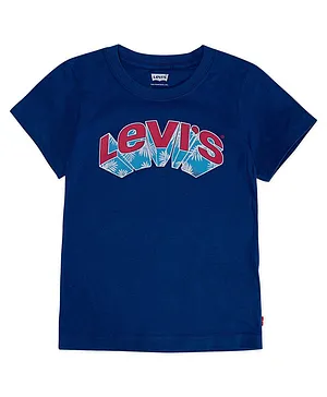 Levi's Half Sleeves Jersey Palm Tree Logo Printed Tee  - Blue