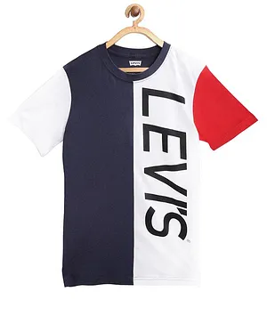 Levi's Half Sleeves  Colour Blocked  Logo Printed Tee  - Navy Blue