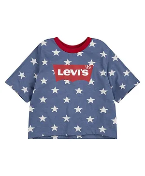 Levi's Half Sleeves Brand Logo & Star Printed Top  - Blue