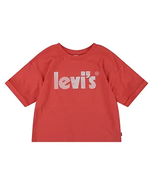 Levi's Meet & Greet Half Rolled Sleeves Brand Name  Tee - Red