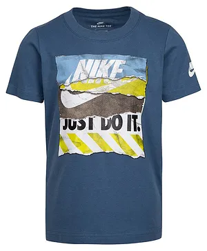 Nike Half Sleeves Shoebox Logo Printed Tee - Blue