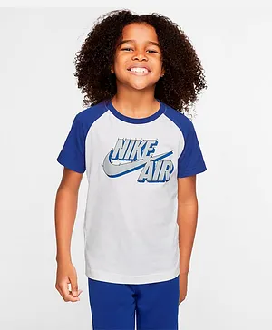 Nike Half Sleeves Air Logo Printed Tee  - White