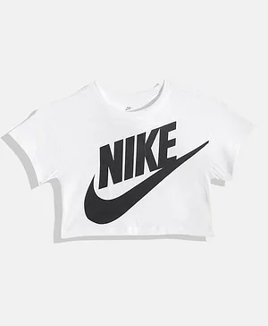 Nike Half Sleeves Brand Name Printed Tee - White