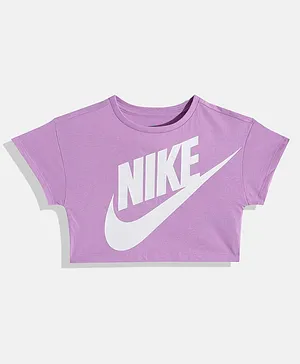 Nike Half Sleeves Brand Name Printed Tee - Purple