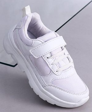 Pine Kids School Shoes with Velcro Closure -  White