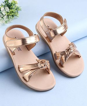 Cute Walk by Babyhug Velcro Closure Sandal with Knot Design - Golden