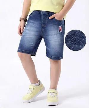 Mark & Mia Knee Length Shorts
                              With Patch Applique & Tearing
                              Detailing - Blue