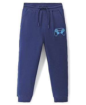 Pine Kids Knitted Full Length Lounge Pant With Gaming Remote Print - Blue Depth