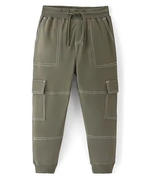 Pine Kids Knit Full Length Solid Color Lounge Pant  - Olive Green