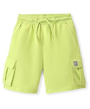 Pine Kids Cotton Terry Knit Above Knee Length Solid Colour Shorts - Lime Green