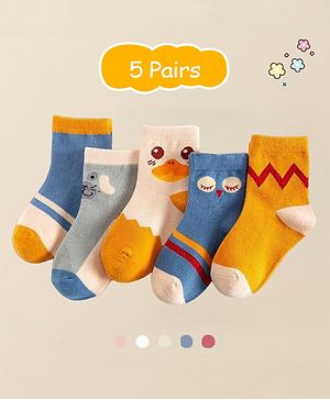 SYGA 5 Pairs Socks Baby Autumn And Winter Cotton Socks, Baby Mid-Calf Socks 2-5 Year baby