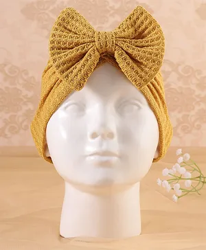KIDLINGSS Bow Applique Detailed Knitted Turban Cap - Yellow
