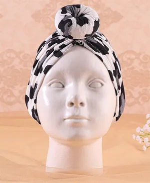 KIDLINGSS Cheetah Printed Turban Cap - Black