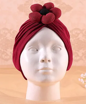 KIDLINGSS Flower Applique Detailed Turban Cap - Maroon