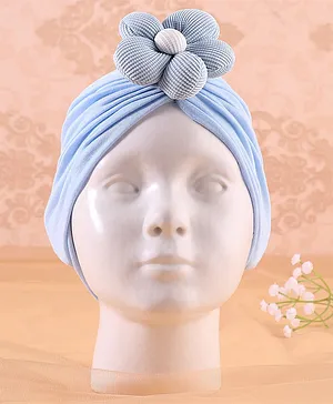 KIDLINGSS Flower Applique Detailed Turban Cap - Blue & Grey