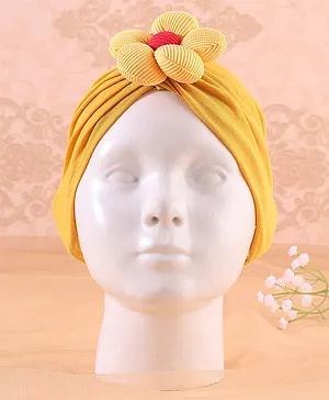 KIDLINGSS Flower Applique Detailed Turban Cap - Yellow