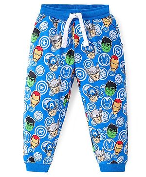 Babyhug Marvel Cotton Looper Knit Full Length Lounge Pant Avengers Print - Blue