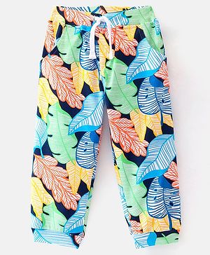Babyhug Cotton Knit Full Length Lounge Pant Tropical Print - Multicolour