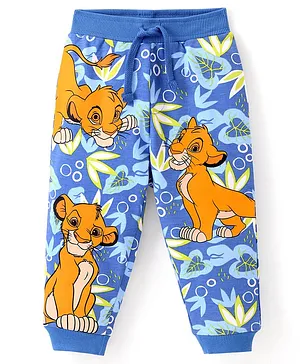 Babyhug Disney Cotton Looper Knit Full Length Lounge Pant Simba Print - Blue