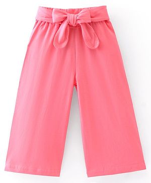 Babyhug Cotton Full Length Palazzo Solid  - Pink