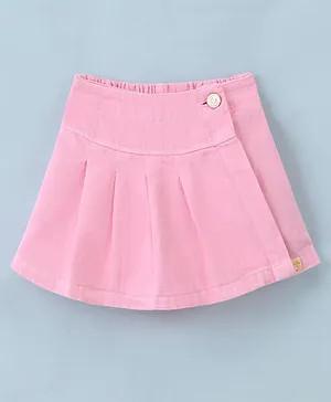 Little Kangaroos 100% Cotton Woven Mid Thigh Solid Color Skort - Pink