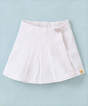 Little Kangaroos 100% Cotton Woven Mid Thigh Solid Color Skort - White