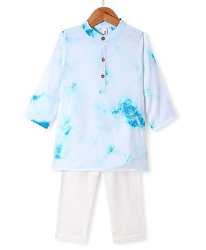 Babyhug 100% Cotton Woven Full Sleeves Tie & Dye Printed Kurta Pajama Set - Blue