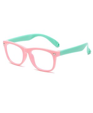 SYGA Children's Anti-Blue Light Glasses For Boys And Girls Silicone Goggles Myopia Glasses 4-12 Years old (Pink frame green legs)