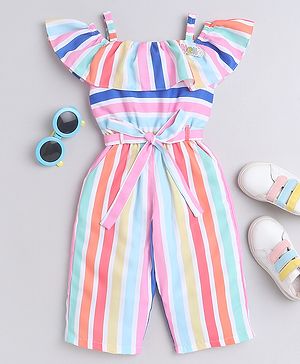 Twetoons Knitted Sleeveless Striped Jumpsuit - Multicolour