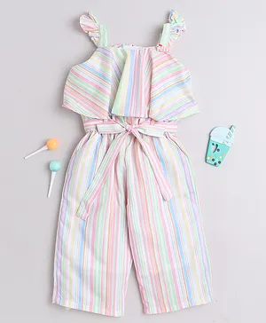 Twetoons  Sleeveless  with Frill Detailing Striped Jumpsuit - Multicolour