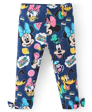 Babyhug Disney Cotton Lycra Knit Full Length Legging Minnie Mouse Family Print Print - Navy Blue