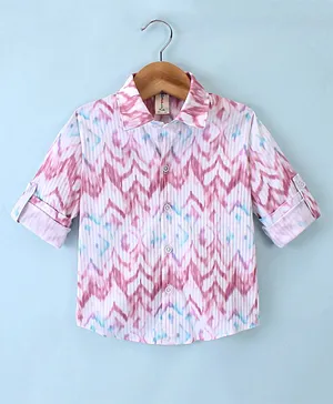 Dapper Dudes Full Sleeves Abstract Printed Shirt - Pink