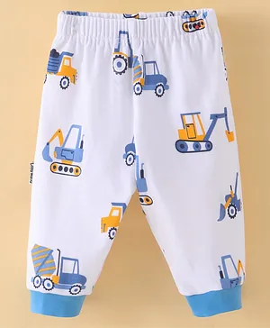 Child World Interlock Cotton Knit Full Length Lounge  Pant JCB Print - Blue & White