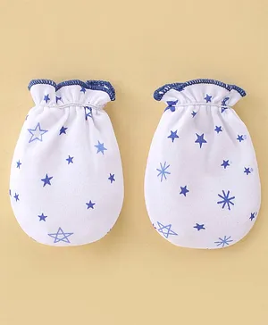 Child World Interlock Cotton Knit Mittens Star Print - Blue