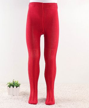 Cute Walk by Babyhug  Anti Bacterial Footed Tights Self Design -Red