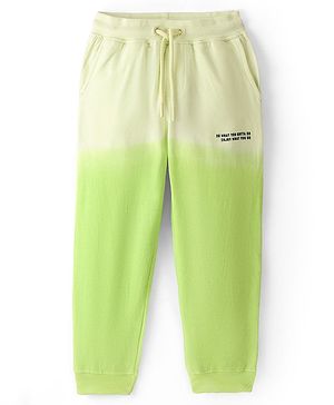 Pine Kids Cotton Full Length Gradient Track Pants with Text Print - Light Green