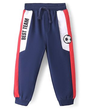 Babyhug Cotton Looper Knit Full Length Lounge  Pant Text Print -  Navy Blue
