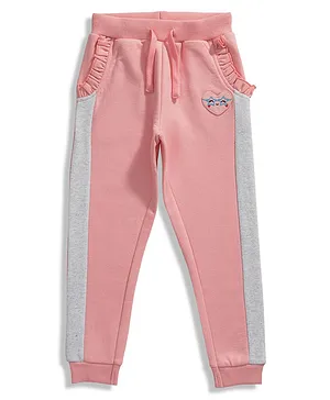 JusCubs Loop Knitted & Heart  Embroidered Joggers - Pink